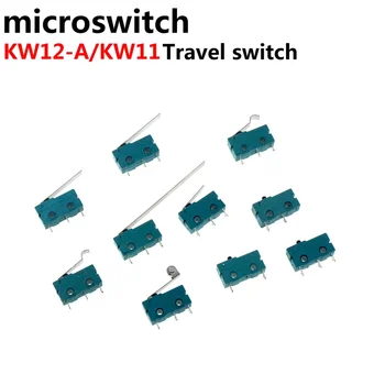 20PCS Сребърен контакт 5A250V микропереключатель KW12 крайния изключвател преместване на контакт бутон 2 3 Pin KW11 Ключ преместване на Зелено