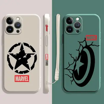 Квадратен Течен Калъф За телефон с Логото на Captain America Shield За Apple iPhone 14 13 12 11 Pro Max 13 12 Mini XS XR X 7 8 6 6S 5 5S Plus