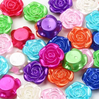 Многоцветни Издълбани Рози, култивирани Перли, 20 парчета, Акрилни мъниста с цветовете на 19 mm, за производство на бижута, Аксесоари за бижута ръчна изработка