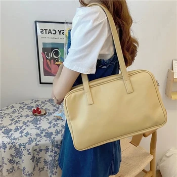 Студентски чанта през рамо за момичета в стил колеж, Дамски Ежедневни чанта от изкуствена кожа, по-Голямата Голям Модерен Дамски Малка чанта-тоут
