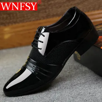 Wnfsy/ мъжки модел обувки от изкуствена кожа, обувки за сватба-oxfords, офис костюм дантела, Мъжки официалната обувки, Луксозна бизнес обувки Голям размер