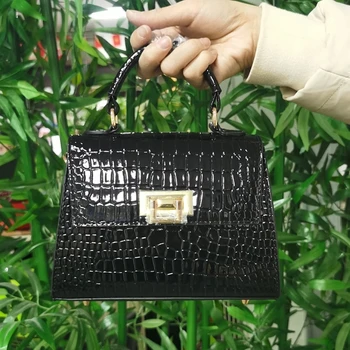 Луксозна дамска чанта, изработена от крокодилска кожа, Нова Елегантна Малка чанта с добро качество, дамска чанта с дълга регулируема чанта през рамо от изкуствена кожа