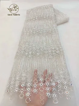 Модни Луксозни френски камъни, Мъниста Лейси плат 2023 Г. Благородна африканска нигерийская плат с пайети за Младоженеца за сватбена рокля