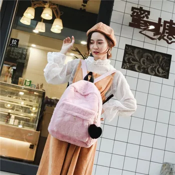 Y2k, модерен случайни висулка с любов, естетична училищна чанта Bf, Корея, градинска дрехи, сладко плюшено раница за момичета, дамски пътна чанта с голям капацитет