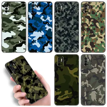 Камуфляжный Армейски Калъф За Телефон Xiaomi Redmi Note 11E 11T 5 6 7 8 9 10 11 Pro 11S 4G 10T 5G 9S 10S 8T Мек Черен калъф от TPU