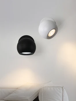 2023 Модерен Скандинавски led монтиран на стената лампа, Нощно шкафче за спалня, черно-бял 5 W, студен Топъл Бял, Без дистанционно управление, Дневното осветление