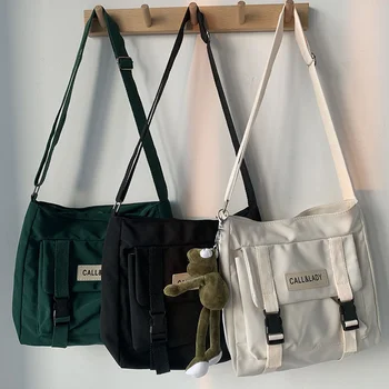 Класическа Проста Чанта-Месинджър, Дамски чантата на Пощальона, Дамски Студентски Найлон Водоустойчива Холщовая Училищна чанта, чанта през рамо