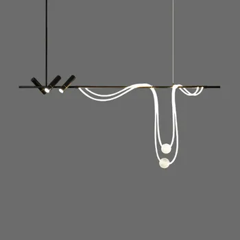 Скандинавска минималистичная led таван полилей Черен цвят за Кухнята, Трапезарията, хола, на Централната маса, Висящи Лампи и Декоративни осветителни Тела