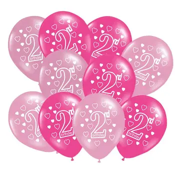 Балони С 2-ри Рожден Ден, 10 бр., Латексови балони честит Рожден Ден, Аксесоари за партита, Декорация за рожден Ден за момичета, момчета, малки деца