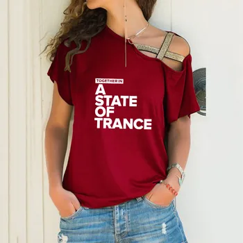 Together In A State of Trance Armin Van Buuren Бла, Свободна тениска с букви, Женска Тениска с наклонена деколте и кръстосана превръзка, Потници за жени