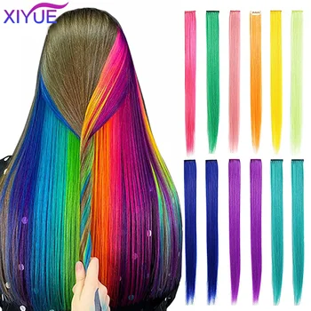 Косата XIYUE, синтетични косми, Дълга права коса на заколках, режийни коса, черни, розови украса за коса за жени