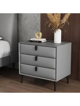 Импортированная от Русия бор, изработени по поръчка, прост, модерен минималистичен кутия в скандинавски стил, кожена нощно шкафче за спалня, луксозно кожено легло
