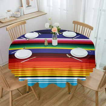 Цветна непромокаемая покривка в мексикански ивица, украсата на масата на Сватбата, Домашната Кухня, Трапезна Кръгла маса