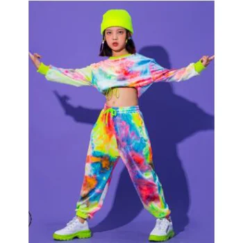 1 компл./лот, креативни детски камуфляжные джаз костюми за момичета, модерен топ и дълги панталони в стил хип-хоп