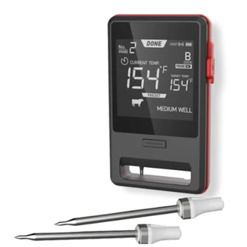 1 комплект безжични термометри за месо, дистанционно дигитален кухненски инструмент за готвене, черен