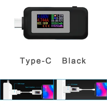 Тестер за напрежение 10 в 1 dc Type-C, Цветен екран, на Сегашното време, Мощност, Детектор на капацитета на батерията, зарядното устройство PD, напрежение 4-30 В, USB-тестер