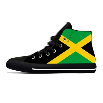 Ямайка Ямайски флаг Патриотическая модерен Класически и Ежедневни Матерчатая обувки С висок берцем, Леки, Дишащи мъжки И дамски маратонки с 3D принтом