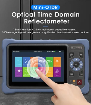 Мини оптична Рефлектометр OTDR, Сензорен екран, VFL, OLS, OPM, Карта, събития, Тестер Ethernet кабел, 1310, 1550 nm, 26, 24 db