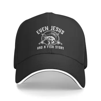 Персонални бейзболна шапка Even Jesus Had A Fish Story в стил хип-хоп, Дамски, Мъжки, Регулируемо, Забавна, за риболов, за татко, Пролет