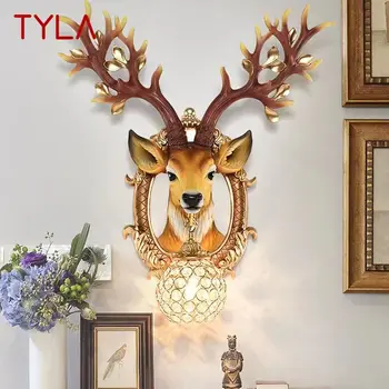 TYLA Модерен стенен лампа с елени, led Креативен Интериорен тела-аплици от смола, за дома, всекидневна, коридор, на фона на декор