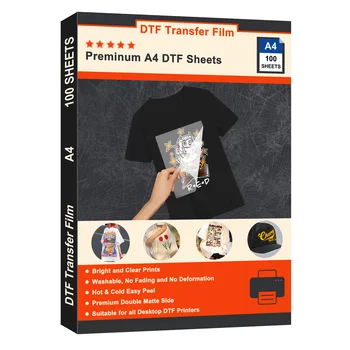 Двустранен DTF-фолио формат А4, 100/50/30 Листа, PET, на трансферния филм за печат DTF мастило
