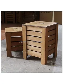 Реколта защита на околната среда, решетка от масивна дървесина, выдолбленный столче за съхранение, кутия за домашно магазин, старата дървена обувки за съхранение