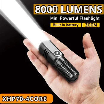 Супер ярка МИНИ led фенерче XHP50, USB фенерче, акумулаторна батерия риболовен фенер с увеличение, Мощна лампа за къмпинг с 3 режима на осветление