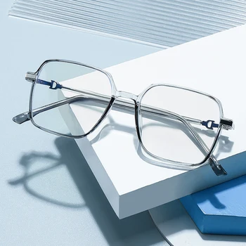 Очила за четене със Синя Светлина, Очила За Предбиопии Големи размери, Квадратни Очила Унисекс, Модни Обикновена Очила за компютърна Пресбиопия