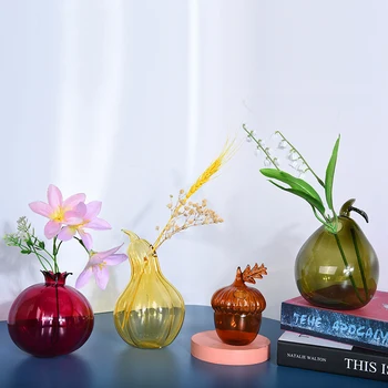 Креативна стъклена ваза във форма на плодове, Модерна договореност, Гидропонные растения, Прозрачна Ваза, за Украса на работната маса в дома на стаята, плавателни съдове
