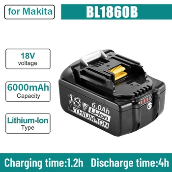 100% Оригинал за Makita 18V Акумулаторна батерия 6000mAh батерия за лаптопи с led литиево-йонна батерия заместител на LXT BL1860B BL1860 BL1850