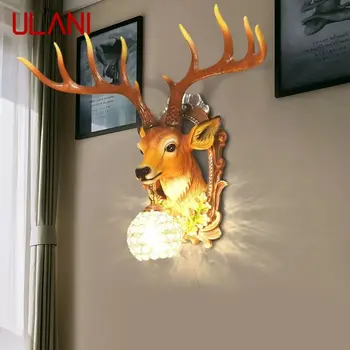 ULANI Модерен стенен лампа с елени, led лампа-сутиени от естествени смоли, за дома, хол, спалня
