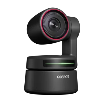 Миниатюрна PTZ камера OBSBOT 4K с изкуствен интелект, 4K 4X Уеб камера, Два ненасочени микрофона, plug-in и възпроизводими за отдалечени сесии с управление с жестове