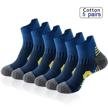 5 чифта Нови Пролетни Мъжки Чорапи, Дебела Трикотажни Спортни чорапи За Фитнес На открито, Дишаща, бързо съхнещи, Износоустойчиви, Къси Чорапи За Бягане