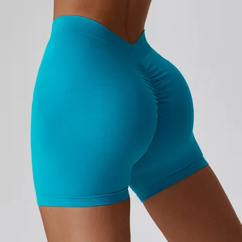 Pmwrun/ женски плътно прилепнали шорти за фитнес, за джогинг на открито, прасковени къси панталони за йога с подтяжкой задните части, безшевни къси панталони за упражнения