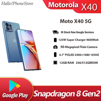 Оригинален Motorola Moto X40 5G Snapdragon8 Gen2 165Hz POLED 6,7-инчов екран 125 W Суперзарядный батерия 4600 ма Android 13 myui 5,0