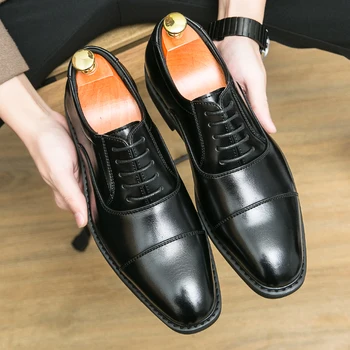 2023 Мъжки Ежедневни бизнес обувки дантела, Удобни Oxfords, Модни работна обувки, за разходки на открито, Броги, обувки за мъже, Официалната обувки