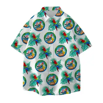Jumeast Tropical Parrot Мъжки Хавайска Риза Дамски Плажната Социална Ежедневни Риза Cutecore Macaw Блуза Ежедневни Мешковатая Модни Дрехи