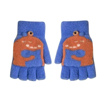 Детски ръкавици, плетени калъф за зимни меки ръкавици с динозавром на полпальца с варежкой за деца, плетени калъф за ръкавици за момичета и момчета