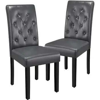 Трапезария стол от изкуствена кожа Олдън Design Parson с крака от масивна дървесина, комплект от 2 части за еспресо