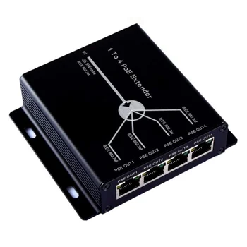 Удължител PoE с 4 порта IEEE802.3Af за IP камери Увеличава разстоянието за пренос на 120 м с помощта на портове lan 10/100 Mbps, 4 удължител POE
