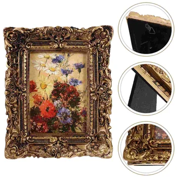 Рамка за снимка от смола, Ретро дисплей за снимки, с Елегантен Декор, Малък декоративен окачен маса