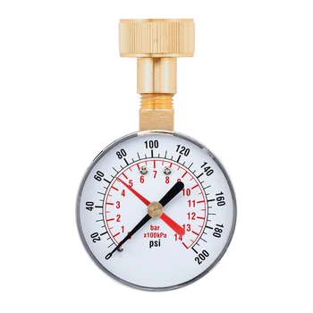 Измерване на налягане с Циферблат 0-200 паунда на квадратен инч, Измерване на налягането на въздуха 0-14 Бар, Манометър с Двоен наклон на рампа за Водна помпа/Пневматични въздух/Маркуч RV