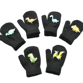 Детски Мультяшные ръкавици за деца, детски ръкавици без пръсти с пълни пръсти, детски зимни топли плетени калъф за ръкавици