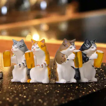 Колекция фигурек котки от смола 4шт, мини-изделия за парти, деца, мъже