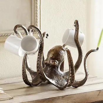 Държач за чаши с осьминогом, държач за една чаена чаша, Голяма декоративна статуетка на октопода от смола, украса за дома, Директна доставка
