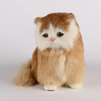 нова симулация модел на котки от пластмаса и кожа ръчно изработени, жълта кукла-котка, украса за дома, детска играчка подарък от около 16x12 см