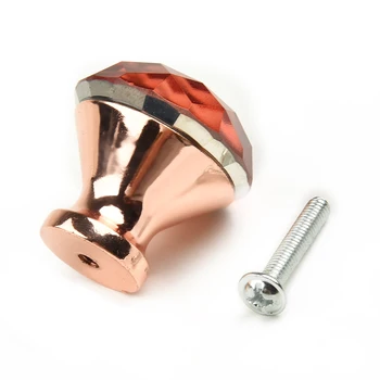 Плъзгаща се врата копчето на кутията за дома, стилен шкаф от розово злато с кристали, един модерен практичен 30 мм, 1 бр. нов 1x