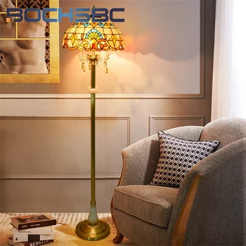 BOCHSBC витражный стъклена лампа в стил Тифани, интериор в стил барок, Вила в хотела, хол, кабинет, спалня, етаж лампа, лампа торшерная