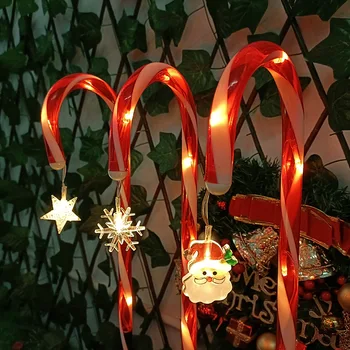 Энергосберегающая Слънчевата Енергия Звездни светлини от конфетного тръстика Коледни Поддържан светлини Водоустойчив Слънчевата енергия Градинска Пътека Тревата в двора