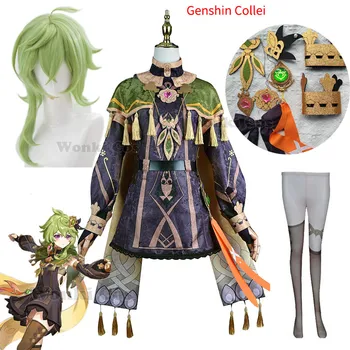 Перука за cosplay Genshin Impact Sumeru Collei, костюми Genshin Collei, пълен комплект за cosplay